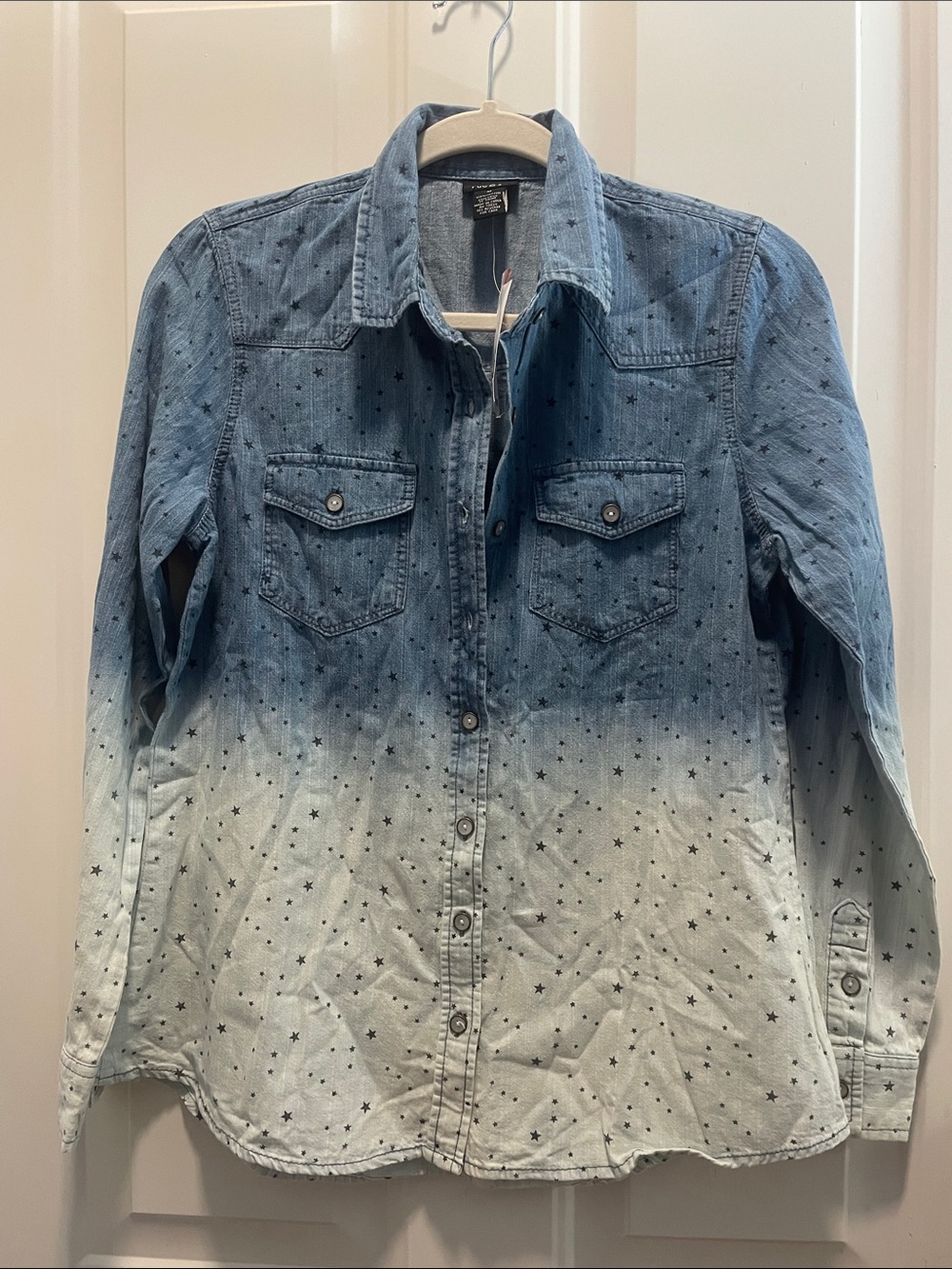 Rue21 Blue and Cream Star Ombre Denim Shirt